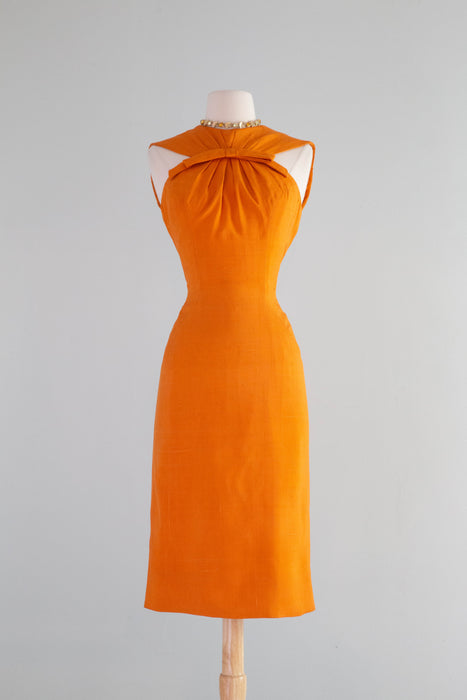 silk wiggle dress Vintage 50s Silk Custom Wiggle dress with Detachable skirt. Fits sizes XS-SM