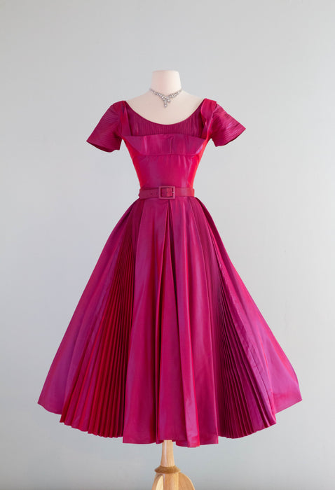 Spectacular 1950's Berry Crush Pleated Taffeta Party Dress / SM Xtabay Vintage Spectacular 1950's Berry Crush Pleated Taffeta Party Dress / SM Xtabay Vintage
