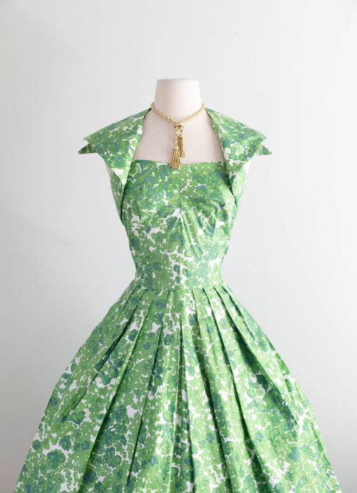 Glorious 1950's Carolyn Schnurer Polished Cotton Summer Dress / S