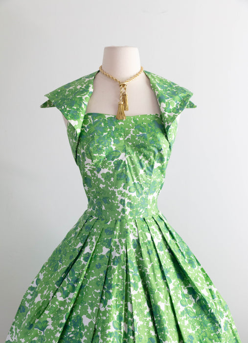 Glorious 1950's Carolyn Schnurer Polished Cotton Summer Dress / S