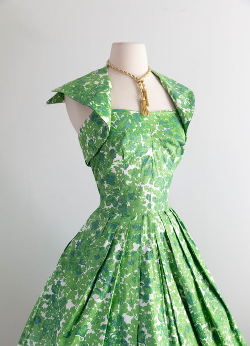 Glorious 1950's Carolyn Schnurer Polished Cotton Summer Dress / S