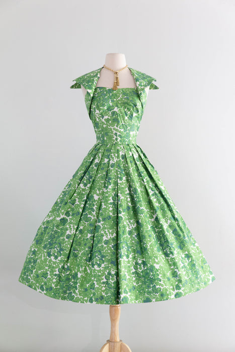 Glorious 1950's Carolyn Schnurer Polished Cotton Summer Dress / S