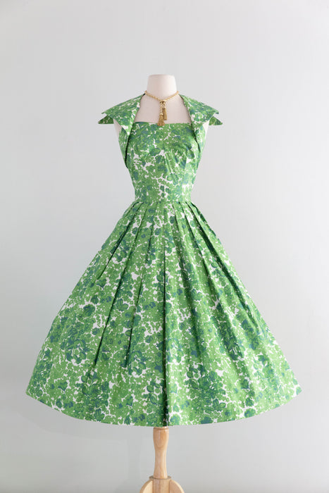Glorious 1950's Carolyn Schnurer Polished Cotton Summer Dress / S Xtabay Vintage Glorious 1950's Carolyn Schnurer Polished Cotton Summer Dress / S Xtabay Vintage