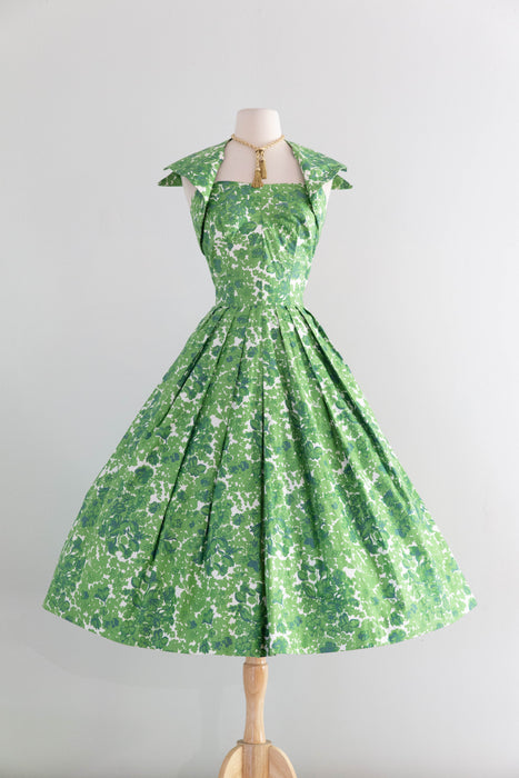 Glorious 1950's Carolyn Schnurer Polished Cotton Summer Dress / S