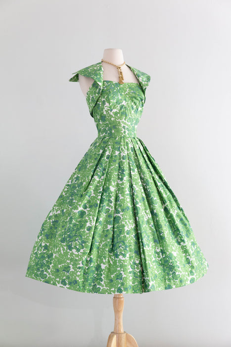 Glorious 1950's Carolyn Schnurer Polished Cotton Summer Dress / S