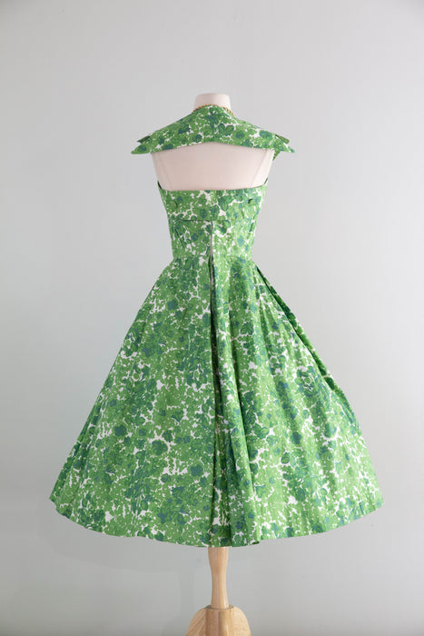 Glorious 1950's Carolyn Schnurer Polished Cotton Summer Dress / S