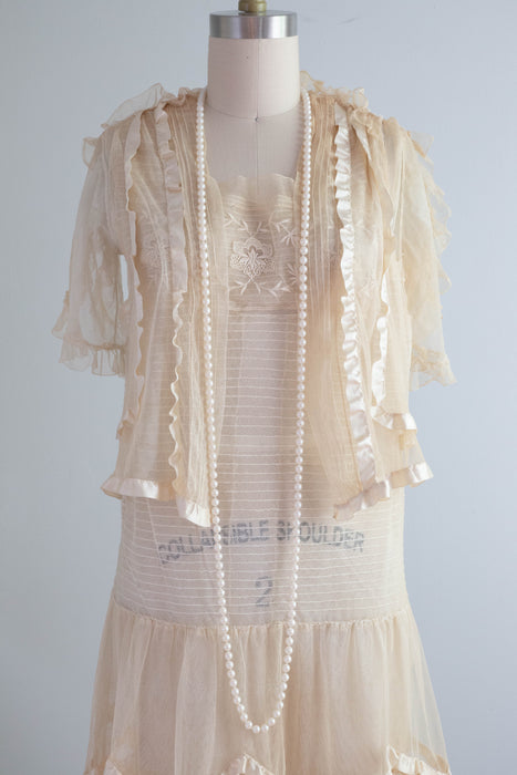 Ethereal 1920's Embroidered Net Afternoon Tea Dress AS IS / Small