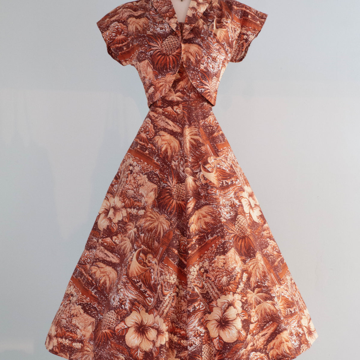 vintage dresses online MARY 18 IN-STOCK Feature a fitted upper Color:Sky Blue Multi Posey Cindie | Cream Bardot-Neck