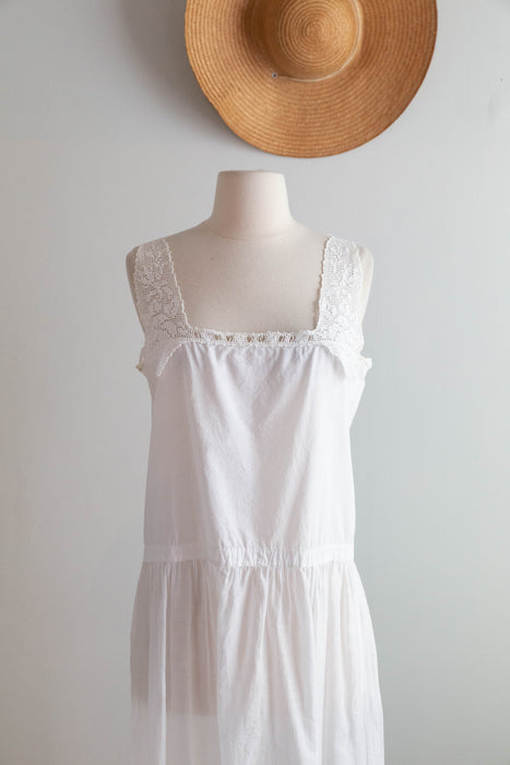 Ethereal 1920's Embroidered Cotton Lawn Two Piece Dress & Blouse / M