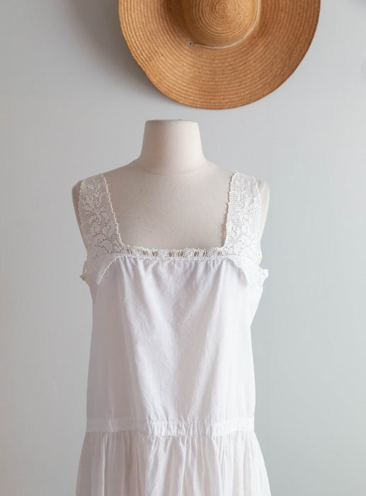 Ethereal 1920's Embroidered Cotton Lawn Two Piece Dress & Blouse / M