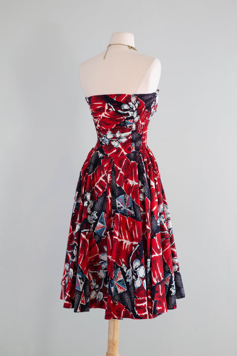 Glamorous 1950's Halter Style Hawaiian Dress By Kiilani Made in Honolulu / Small