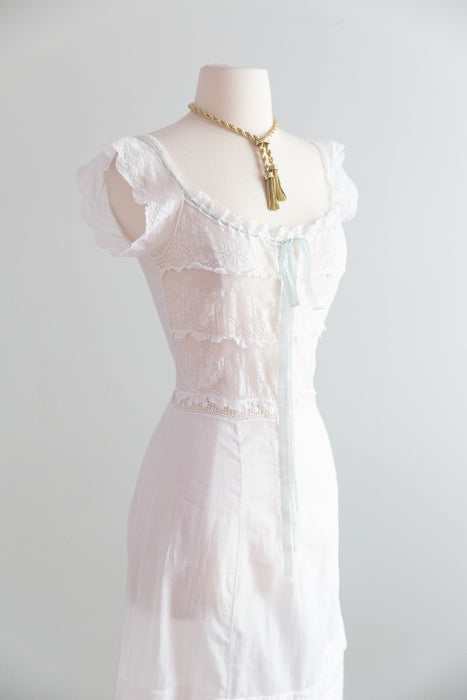 Romantic Circa 1905-1910 Edwardian White Cotton Lawn Lace Lingerie Dress/ SM