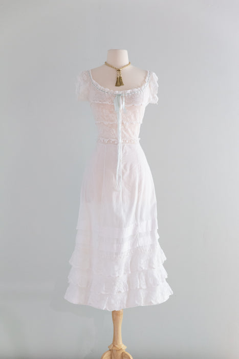 lawn cotton dress Romantic Circa 1905-1910 Edwardian White Cotton Lawn Lace Lingerie Dre – Xtabay Vintage