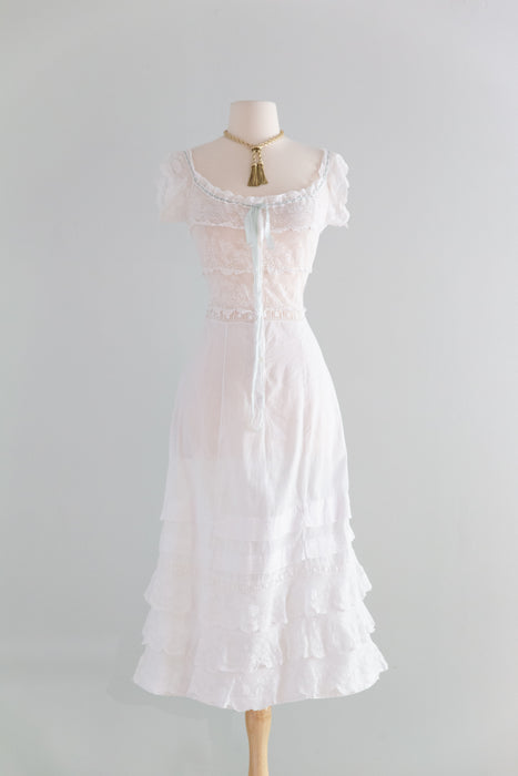 Romantic Circa 1905-1910 Edwardian White Cotton Lawn Lace Lingerie Dress/ SM