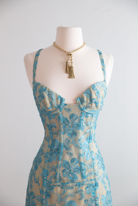 Fabulous Y2K Metallic Lace Bustier Dress By Tuleh / Small