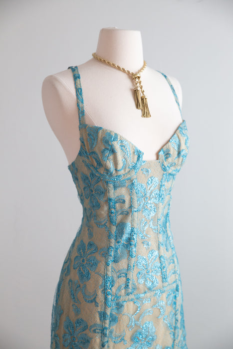 Fabulous Y2K Metallic Lace Bustier Dress By Tuleh / Small