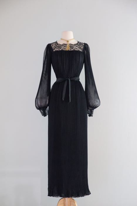 Sublime 1970's Scott Barrie Silk Chiffon Pleated Evening Dress / S