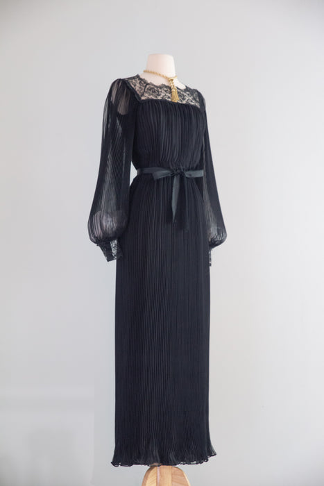 Sublime 1970's Scott Barrie Silk Chiffon Pleated Evening Dress / S