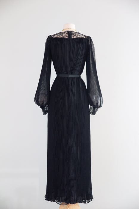 Sublime 1970's Scott Barrie Silk Chiffon Pleated Evening Dress / S
