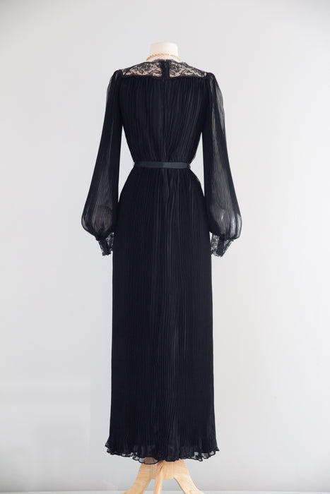 Sublime 1970's Scott Barrie Silk Chiffon Pleated Evening Dress / S