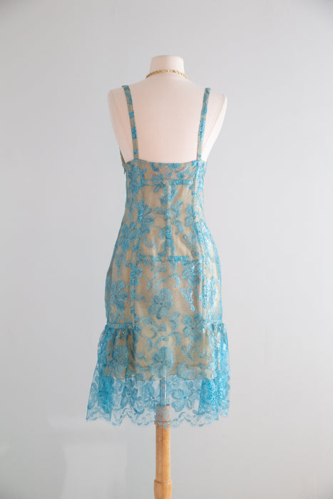 Fabulous Y2K Metallic Lace Bustier Dress By Tuleh / Small