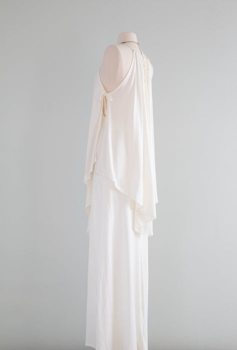 1970's Ivory Goddess Peek-a-Boo Maxi Dress By George's Factory / SM Xtabay Vintage 1970's Ivory Goddess Peek-a-Boo Maxi Dress By George's Factory / SM Xtabay Vintage