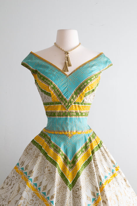 Sensational 1950's Alix of Miami Cotton Summer Sun Dress / Small