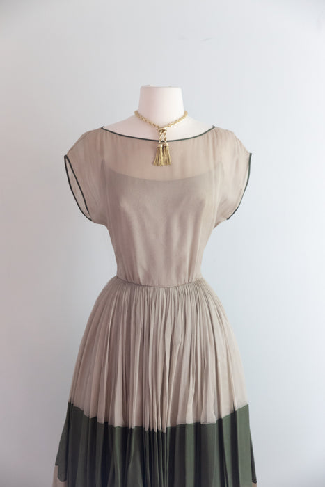 Sublime 1960's James Galanos Couture Silk Chiffon Modernist Cocktail Dress / S