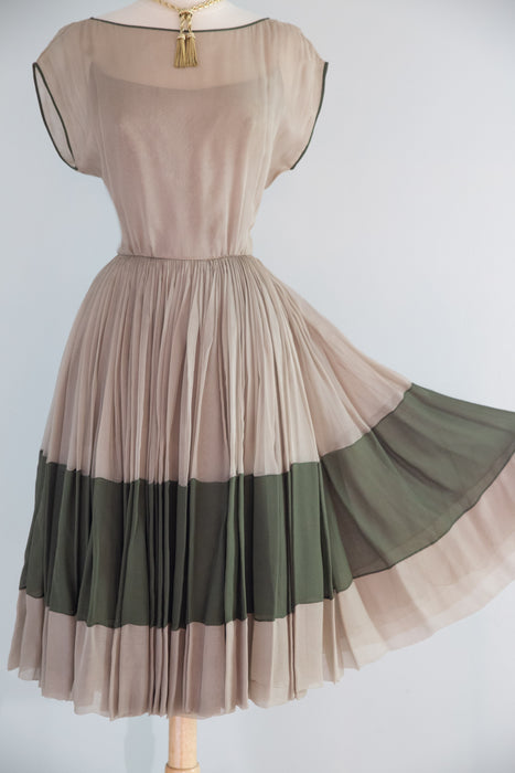 Sublime 1960's James Galanos Couture Silk Chiffon Modernist Cocktail Dress / S