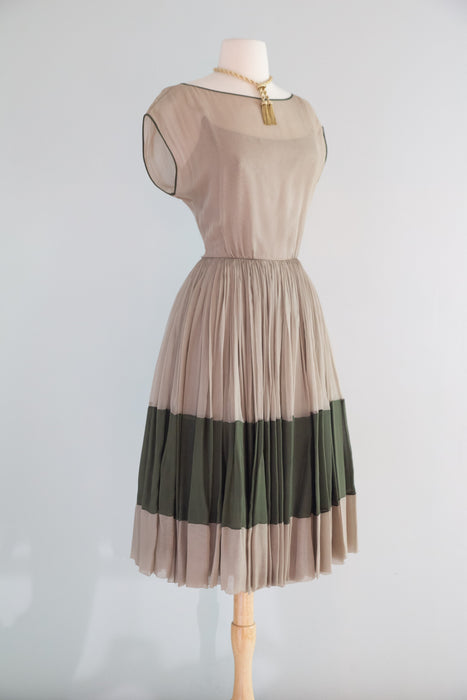 Sublime 1960's James Galanos Couture Silk Chiffon Modernist Cocktail Dress / S