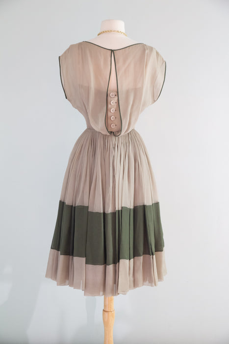 Sublime 1960's James Galanos Couture Silk Chiffon Modernist Cocktail Dress / S
