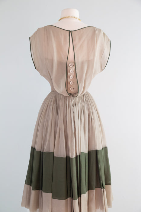 Sublime 1960's James Galanos Couture Silk Chiffon Modernist Cocktail Dress / S