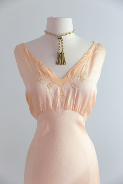 Luminous Ballet Slipper Pink 1930's Silk Bias Cut Slip Dress / ML