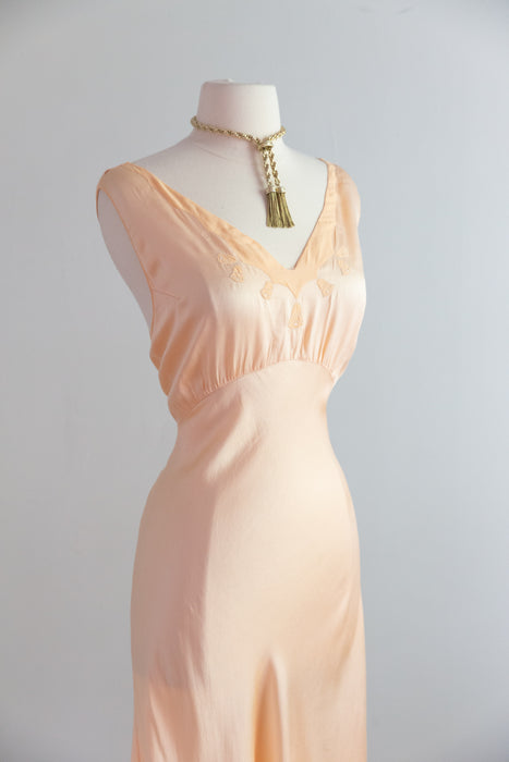 Luminous Ballet Slipper Pink 1930's Silk Bias Cut Slip Dress / ML