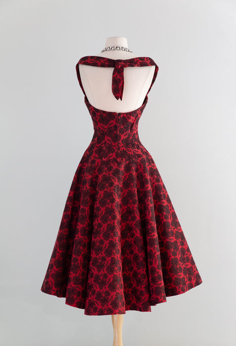 crimson cocktail dress Front Runner Crimson Tie Back Poplin Dress MEDIUM