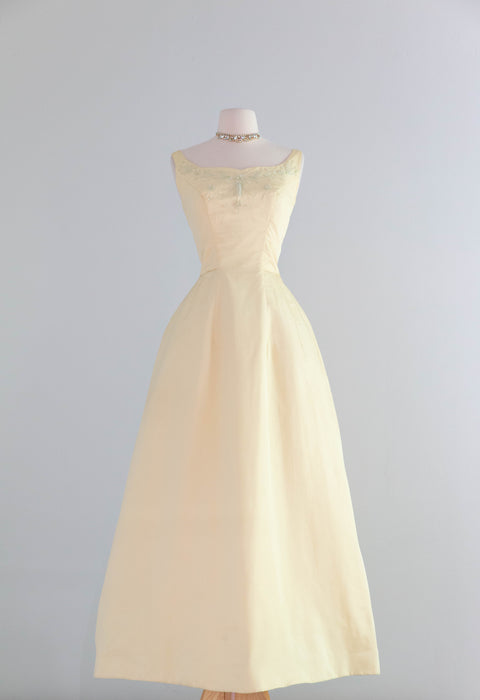 Iconic 1967 Rose Festival Princess Gown In Butter Yellow Silk / S Xtabay Vintage Iconic 1967 Rose Festival Princess Gown In Butter Yellow Silk / S Xtabay Vintage