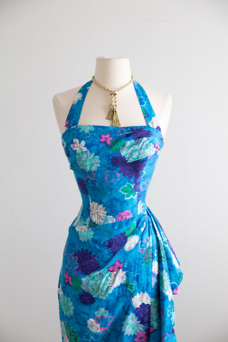 Fabulous Late 1950's Miami Bombshell Cotton Sarong Sun Dress By Alix of Miami / M