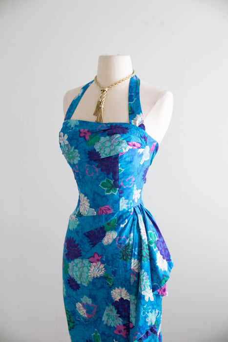 Fabulous Late 1950's Miami Bombshell Cotton Sarong Sun Dress By Alix of Miami / M