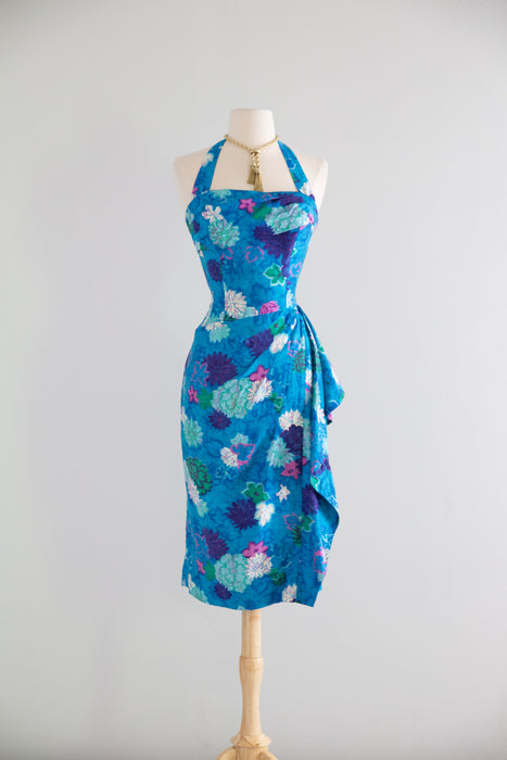 Fabulous Late 1950's Miami Bombshell Cotton Sarong Sun Dress By Alix of Miami / M