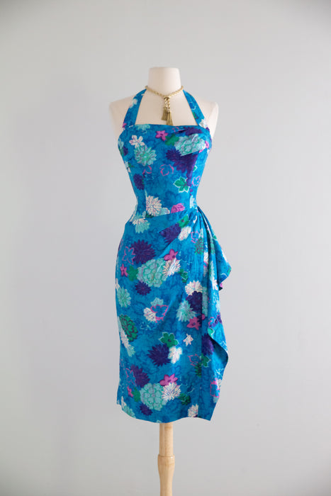 Fabulous Late 1950's Miami Bombshell Cotton Sarong Sun Dress By Alix of Miami / M