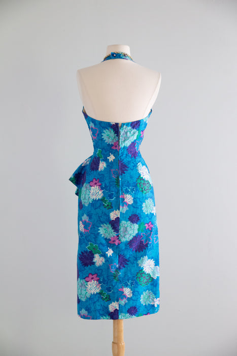 Fabulous Late 1950's Miami Bombshell Cotton Sarong Sun Dress By Alix of Miami / M