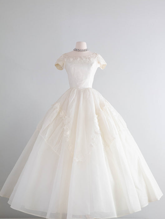 Stunning 1950's Silk Organza Princess Wedding Gown By Alfred Angelo / – Xtabay Vintage Stunning 1950's Silk Organza Princess Wedding Gown By Alfred Angelo / – Xtabay Vintage
