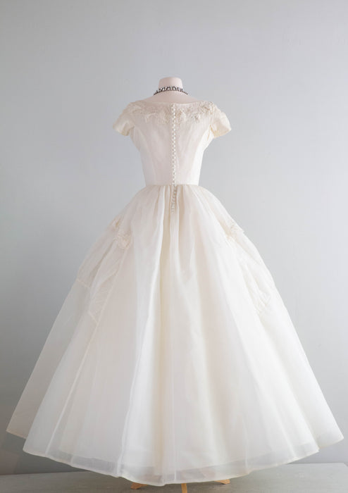 Stunning 1950's Silk Organza Princess Wedding Gown By Alfred Angelo / Xtabay Vintage Stunning 1950's Silk Organza Princess Wedding Gown By Alfred Angelo / Xtabay Vintage
