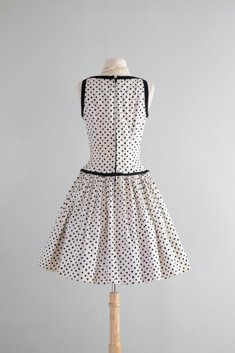 Darling 1950's Polka Dot Cotton Sundress By Johnnye Jr. / Small