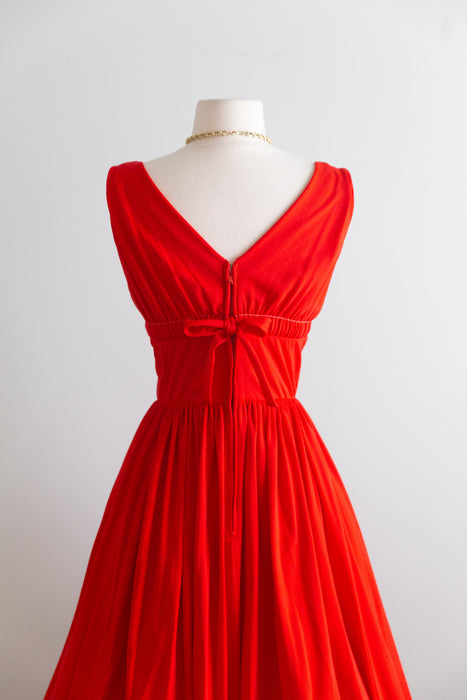Iconic Documented 1950's Anne Fogarty Cherry Red Jersey Dress / XS