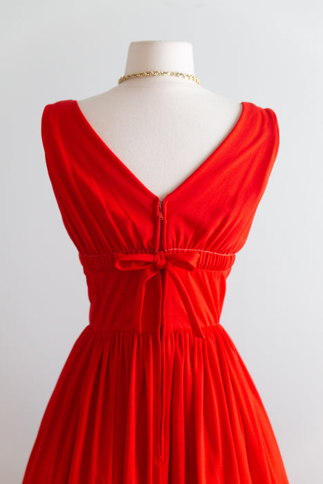 Iconic Documented 1950's Anne Fogarty Cherry Red Jersey Dress / XS