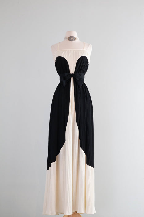 Fabulous 1970's Lilli Diamond Black & White Evening Dress / SM