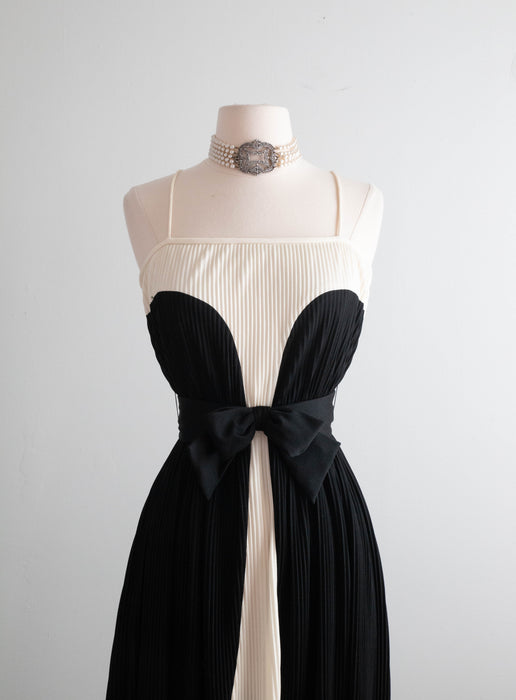 Fabulous 1970's Lilli Diamond Black & White Evening Dress / SM