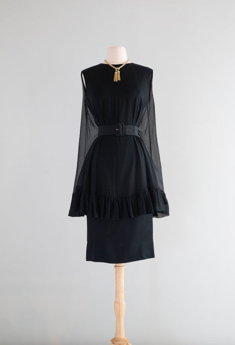 Fabulous Late 1950's Benjiman-Hubert Little Black Dress Audrey Hepburn Style / SM