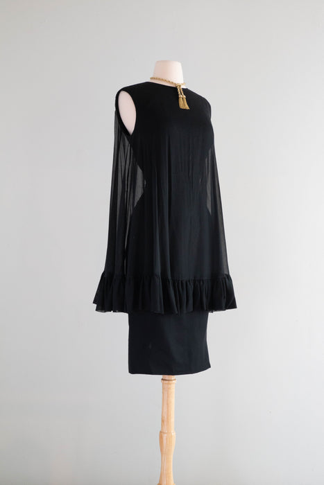 Fabulous Late 1950's Benjiman-Hubert Little Black Dress Audrey Hepburn Style / SM